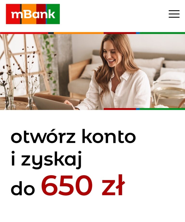 ❌ mBank – do 650 zł za otwarcie konta ❌