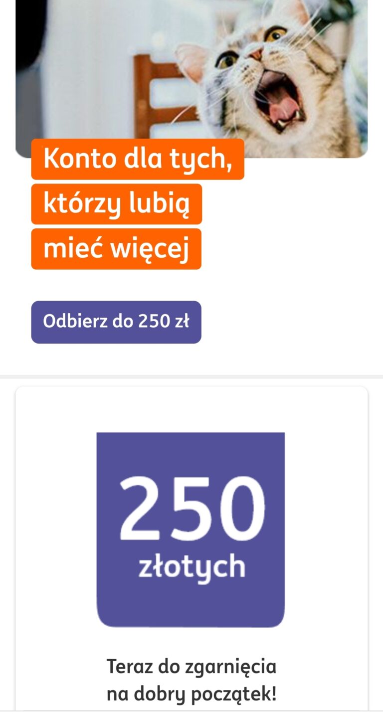 ❌ ING – 250 zł za otwarcie darmowego konta online (dla osób powyżej 26 r.ż.)! ❌