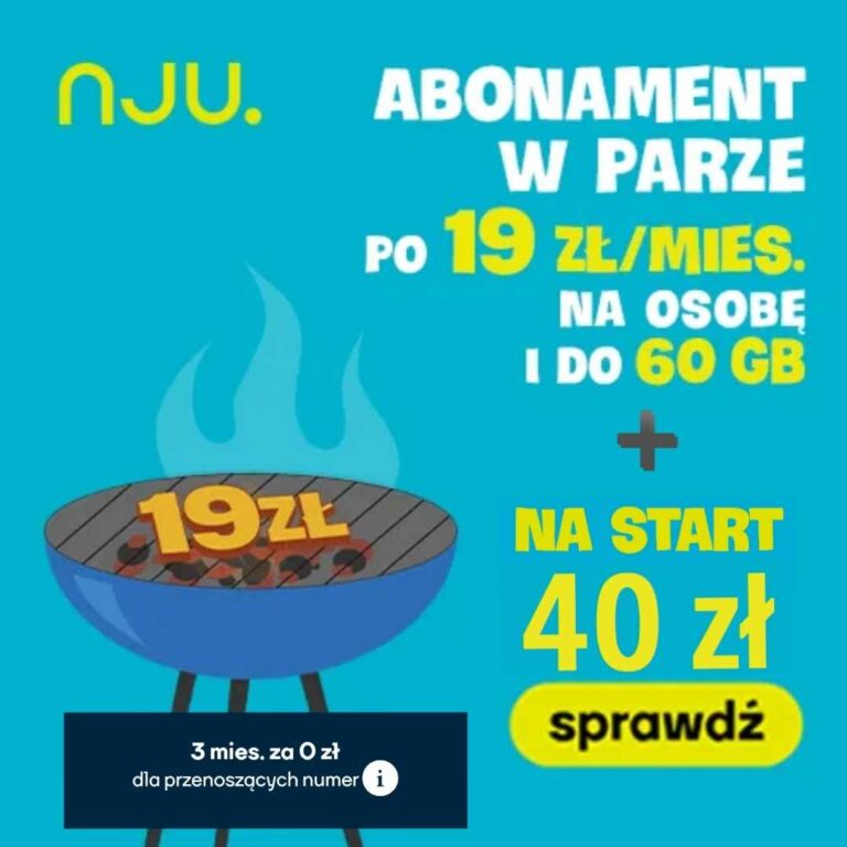 ✅ Nju Mobile – Bonus 40 zł + umowa na 30 dni (zamiast 24 miesięcy)! Najtańszy i najlepszy operator komórkowy! ✅