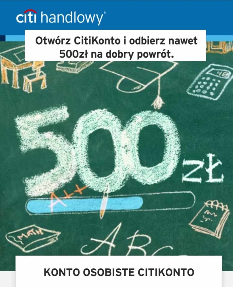 ❌ CitiKonto – do 600 zł bonusu -> 50 zł za założenie darmowego i 450 zł za dodatkowe warunki! ❌