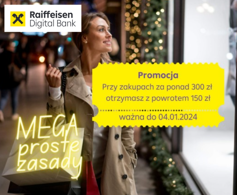 ✅ Raiffeisen Digital Bank – 150 zł bonusu za wydanie kartą 300 zł! ✅