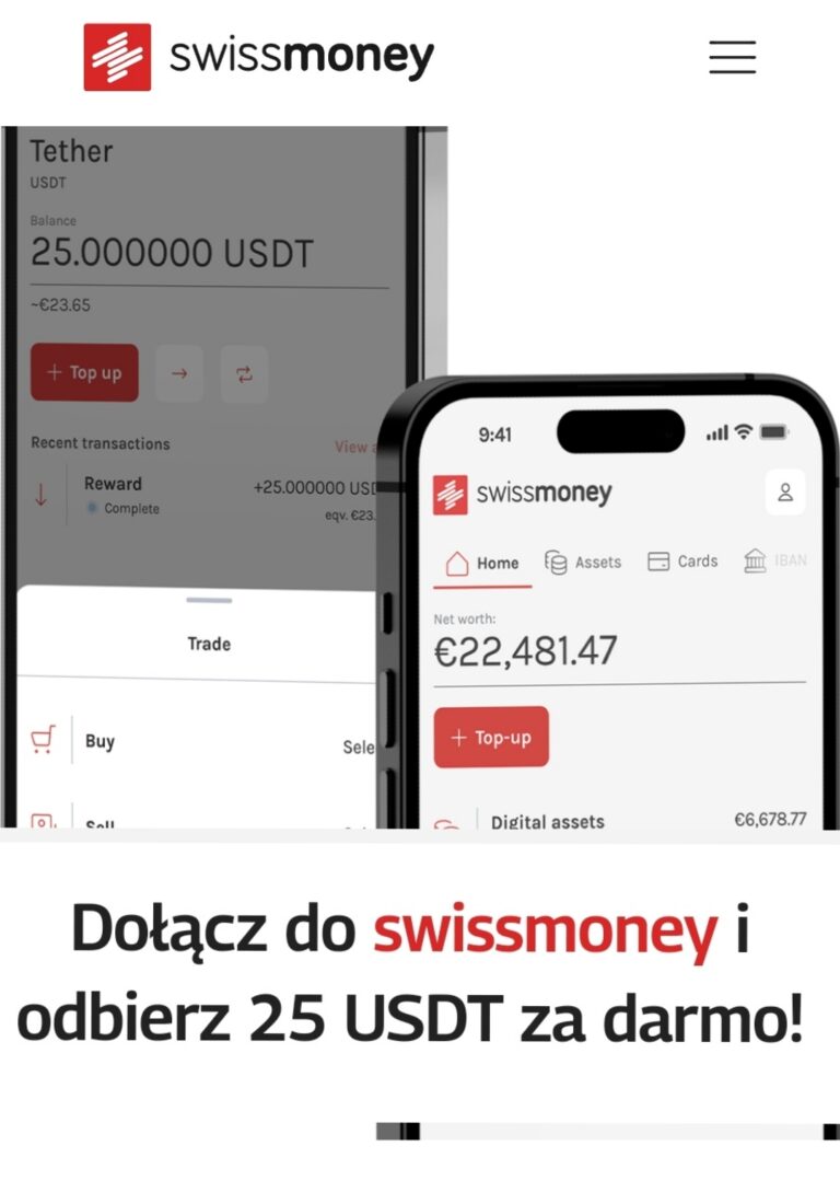 ✅ Swissmoney – odbierz 25 USDT na start! ✅