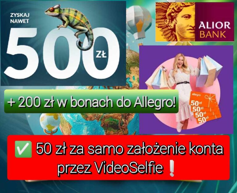 ✅ Alior Bank – bonusy do 700 zł: 50 zł za założenie konta przez VideoSelfie + 450 zł za proste warunki + 200 zł z MasterCard + Konto Oszczędnościowe 7%! ✅