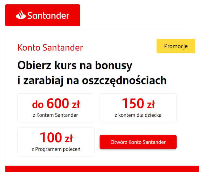 ✅ Santander Bank – do 700 zł premii w promocji – w tym proste 50 zł za jedną płatność! ✅