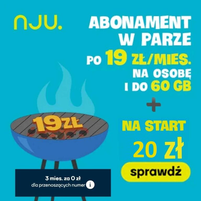 ✅ Nju Mobile – Bonus 20 zł + umowa na 30 dni (zamiast 24 miesięcy)! Najtańszy i najlepszy operator komórkowy! ✅