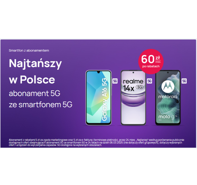✅ Promocja w Play: Najtańszy w Polsce abonament 5G ze Smartfonem 5G (nawet 52 zł / miesięcznie!) ✅