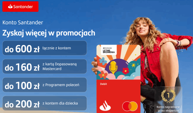 ✅ Santander Bank – ogromne bonusy do 1160 zł premii w promocji [proste warunki]! ✅